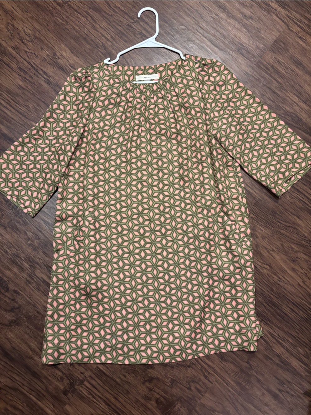Fossil Green and Pink Geometric-Print women’s Tunic